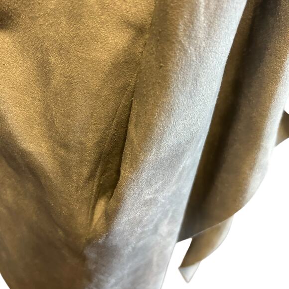 C. Luce Faux Suede Jacket Coat LG Gray Slouchy Shawl Collar Drapery Uneven Hem - Picture 10 of 13